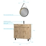 Meuble salle de bain 80x80 -Finition chene naturel + vasque blanche + miroir barber-TIMBER 80-Pack28