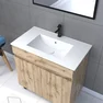 Meuble salle de bain 80x80 - Finition chene naturel + vasque blanche + miroir - TIMBER 80 - Pack25