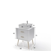 MEUBLE SALLE DE BAIN SCANDINAVE BLANC 60 CM SUR PIEDS AVEC TIROIR ET VASQUE A POSER-NORDIK BASIS 60