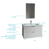 Meuble salle de bain simple vasque 80cm blanc MDF ondulé