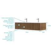 Meuble Salle de Bains 120cm 2 Tiroirs Décor Chêne et Noir Cranté - Vasque Blanche Mate - YUKI