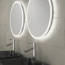 Meuble salle de bains 120cm Chêne et noir, Vasques rectangulaires et Miroirs Led Ø50cm - OMEGA