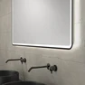 Meuble salle de bains 120cm Chêne et noir, Vasques rondes Ø36cm et Miroir Black Led 120x70 - OMEGA