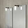 Meuble salle de bains 120cm Chêne et noir, Vasques carrées & Miroirs avec appliques 55x75 - OMEGA