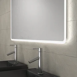 Meuble salle de bains 120cm Chêne et noir, Vasques carrées et Miroir Led 120x70 - OMEGA