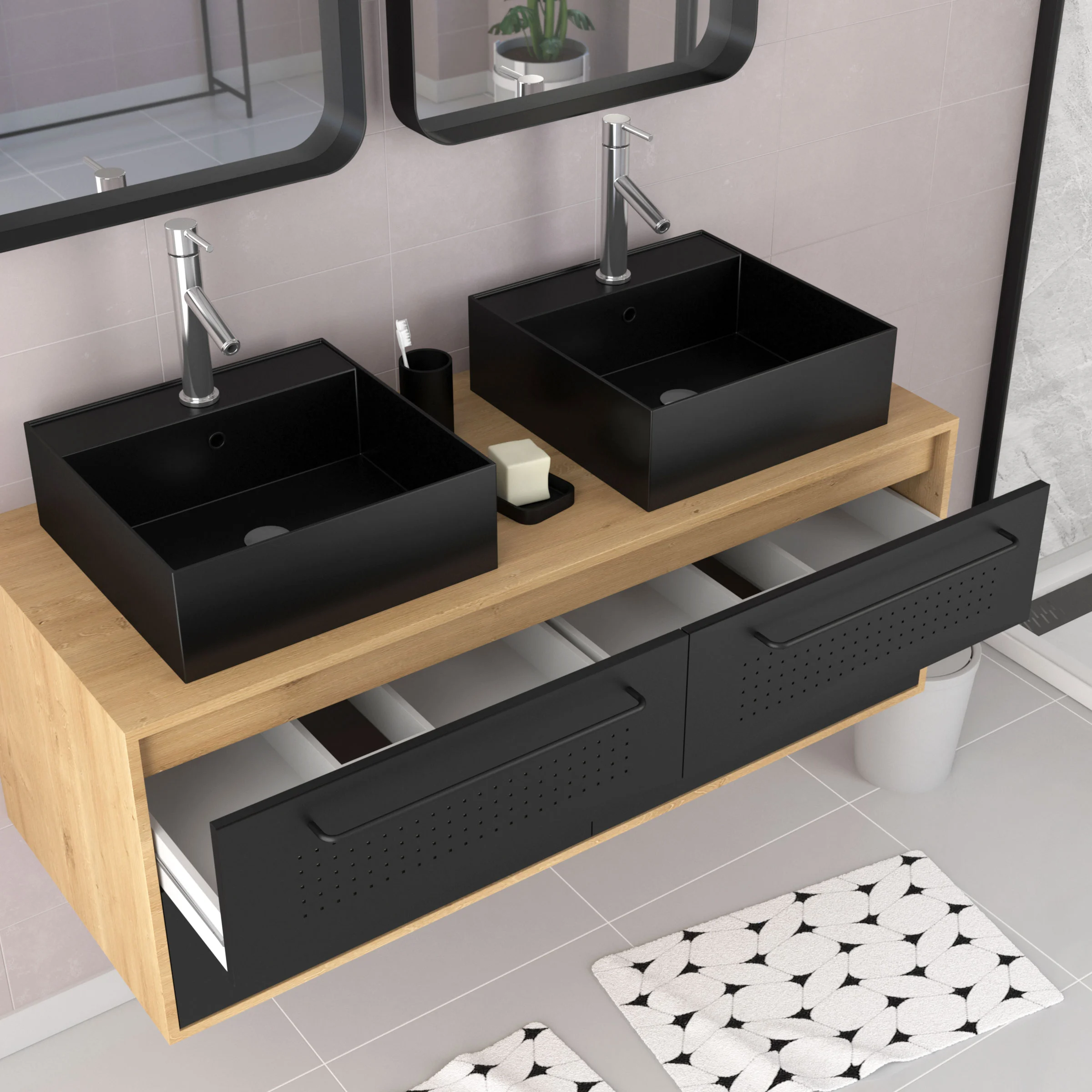 ensemble meuble salle de bain double vasque