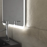 Meuble salle de bains 80 cm 2 tiroirs - Chêne et noir - Vasque carrée - Miroir Led - OMEGA