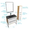 Meuble Salle de Bains 80 cm, Vasque Noire, Miroir Led et Colonne - Chêne et Blanc - STRUCTURA