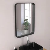 Meuble Salle de Bains 80 cm, Vasque Rectangle, Miroir et Colonne - Chêne naturel et Noir - UBY