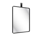 Miroir salle de bain 60x80cm suspendu noir mat - avec lanière effet cuir noir - NORDIK REKTANGEL