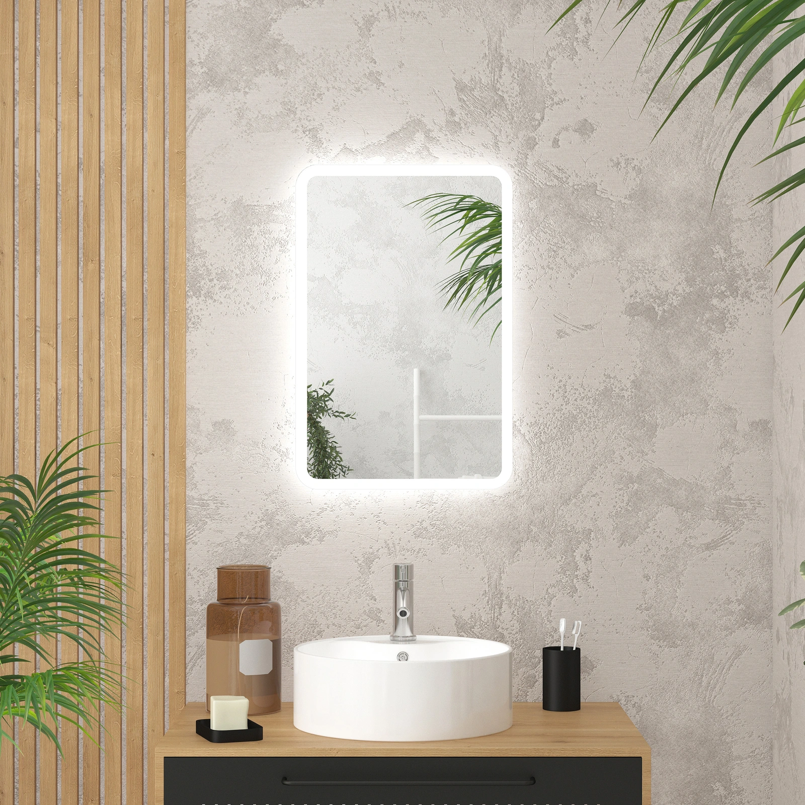 MIROIR DE DOUCHE AVEC LAMPE LED TACTIL 990*40*600MM REF: LL001