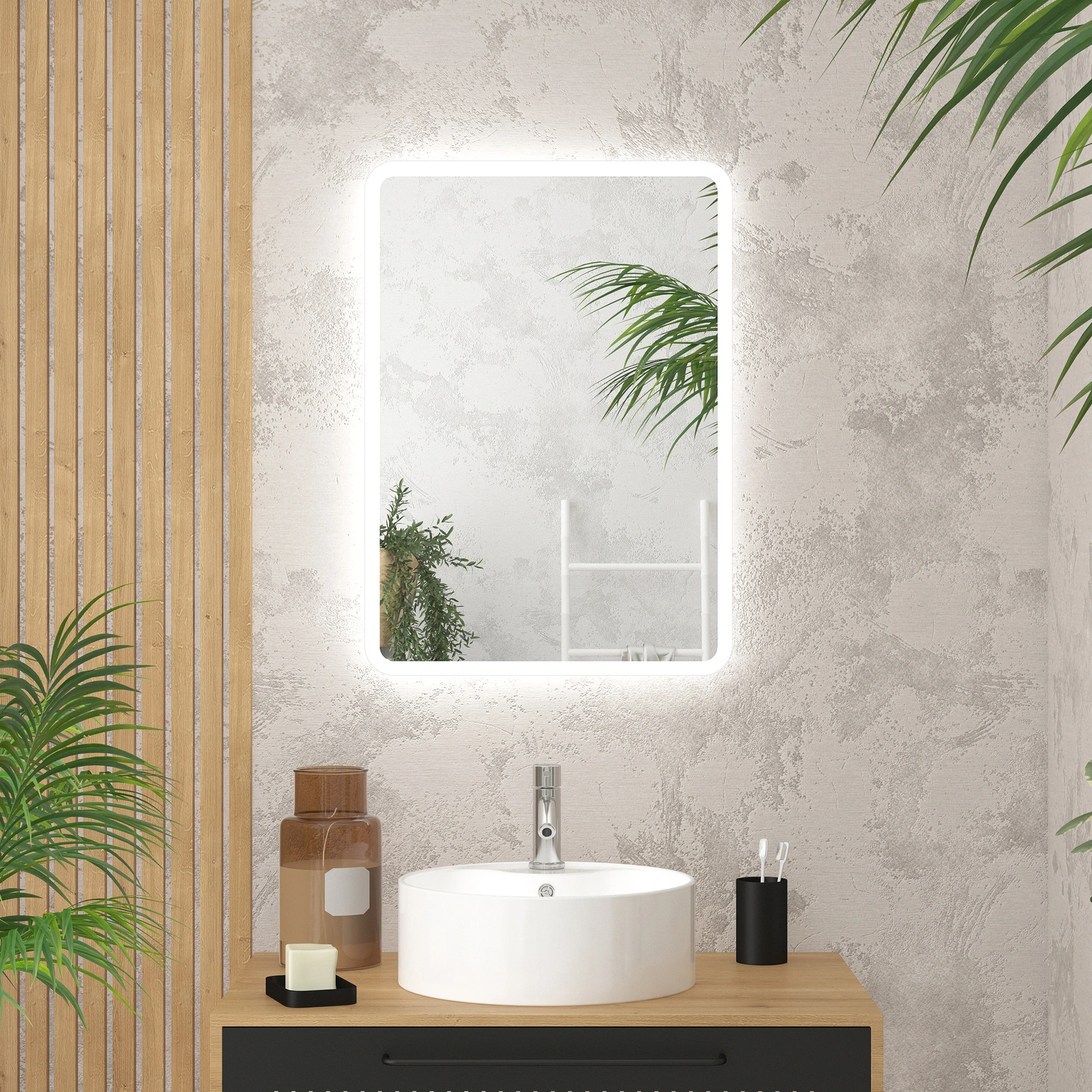 Miroir salle de bain avec eclairage LED - 50x70cm - GO LED Miroir salle de bain avec eclairage LED - 50x70cm - GO LED