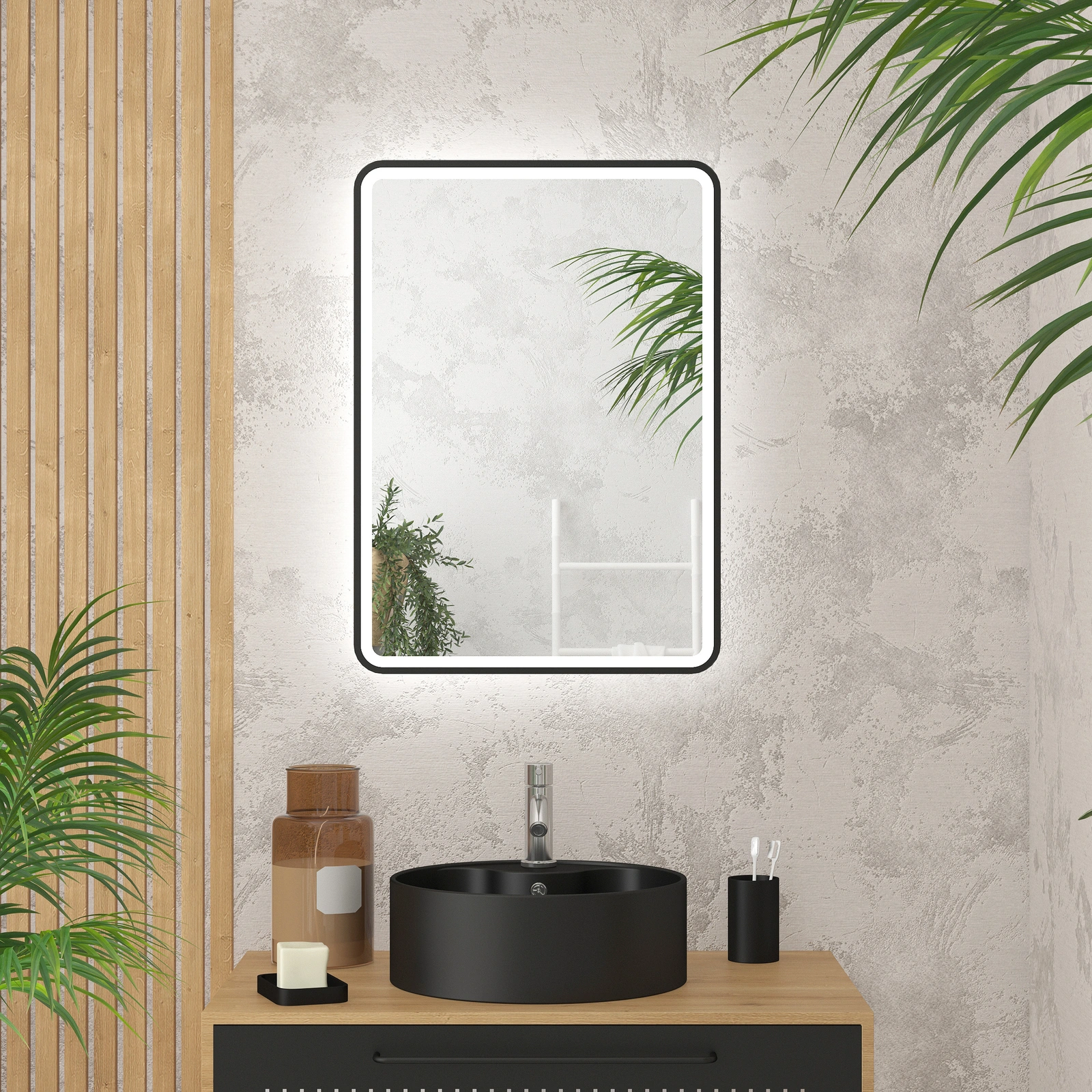 Miroir lumineux LED armoire murale salle de bain