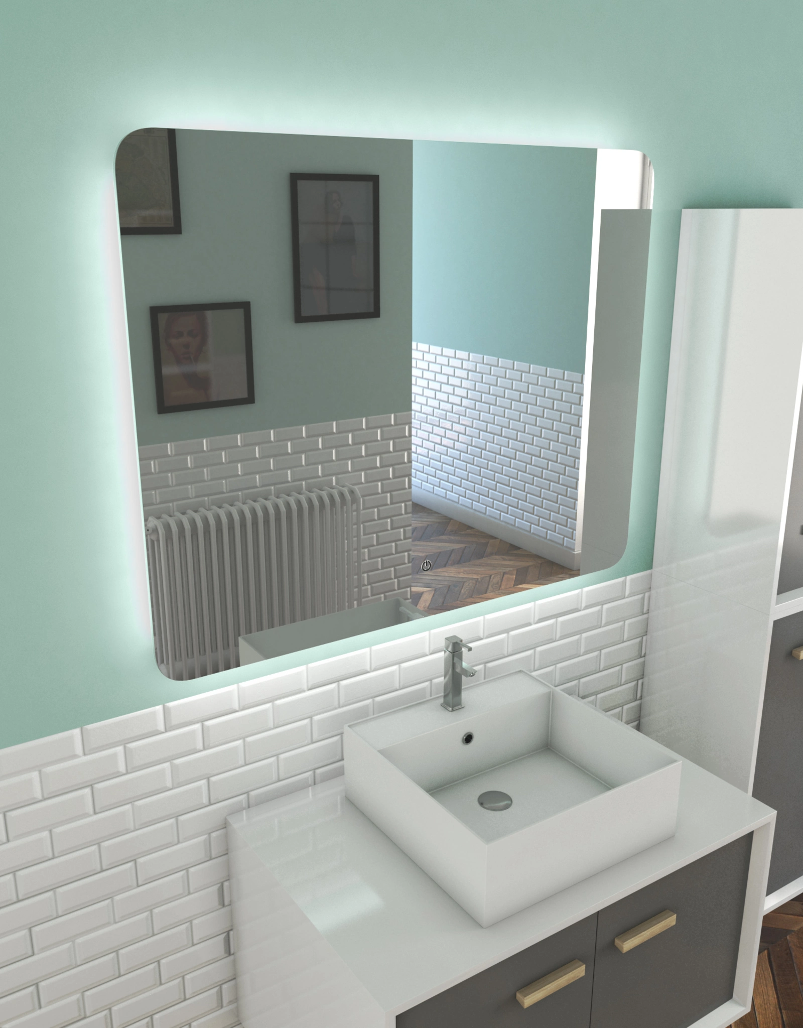 Miroir salle de bain LED auto-éclairant ATMOSPHERE 100x80x3.5cm Miroir salle de bain LED auto-éclairant ATMOSPHERE 100x80x3.5cm