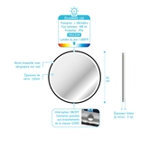 Miroir salle de bain ROND avec éclairage LED et contour noir - Ø50cm - GO BLACK LED