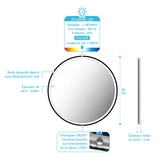 Miroir salle de bain ROND avec éclairage LED et contour noir - Diam 60cm