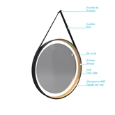 Miroir salle de bain rond - diamètre 55cm - noir mat et finition bronze - CIRCLE HORUS LED