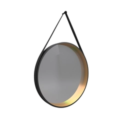 Miroir salle de bain rond - diamètre 55cm - noir mat  et finition bronze - CIRCLE HORUS 
