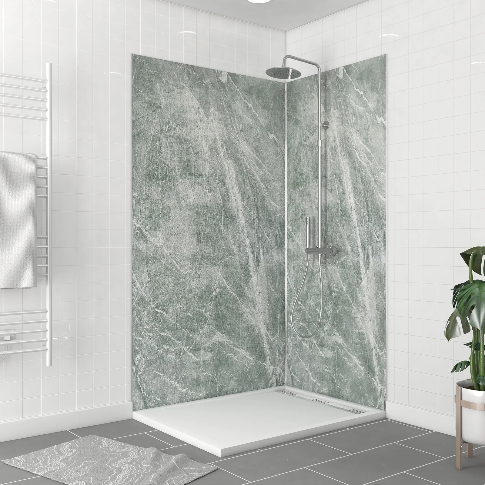 Pack 2 Panneaux muraux Artic Green 120+90x210cm + Profiles finition et angle chrome - ICE GREEN 120 Pack 2 Panneaux muraux Artic Green 120+90x210cm + Profiles finition et angle chrome - ICE GREEN 120