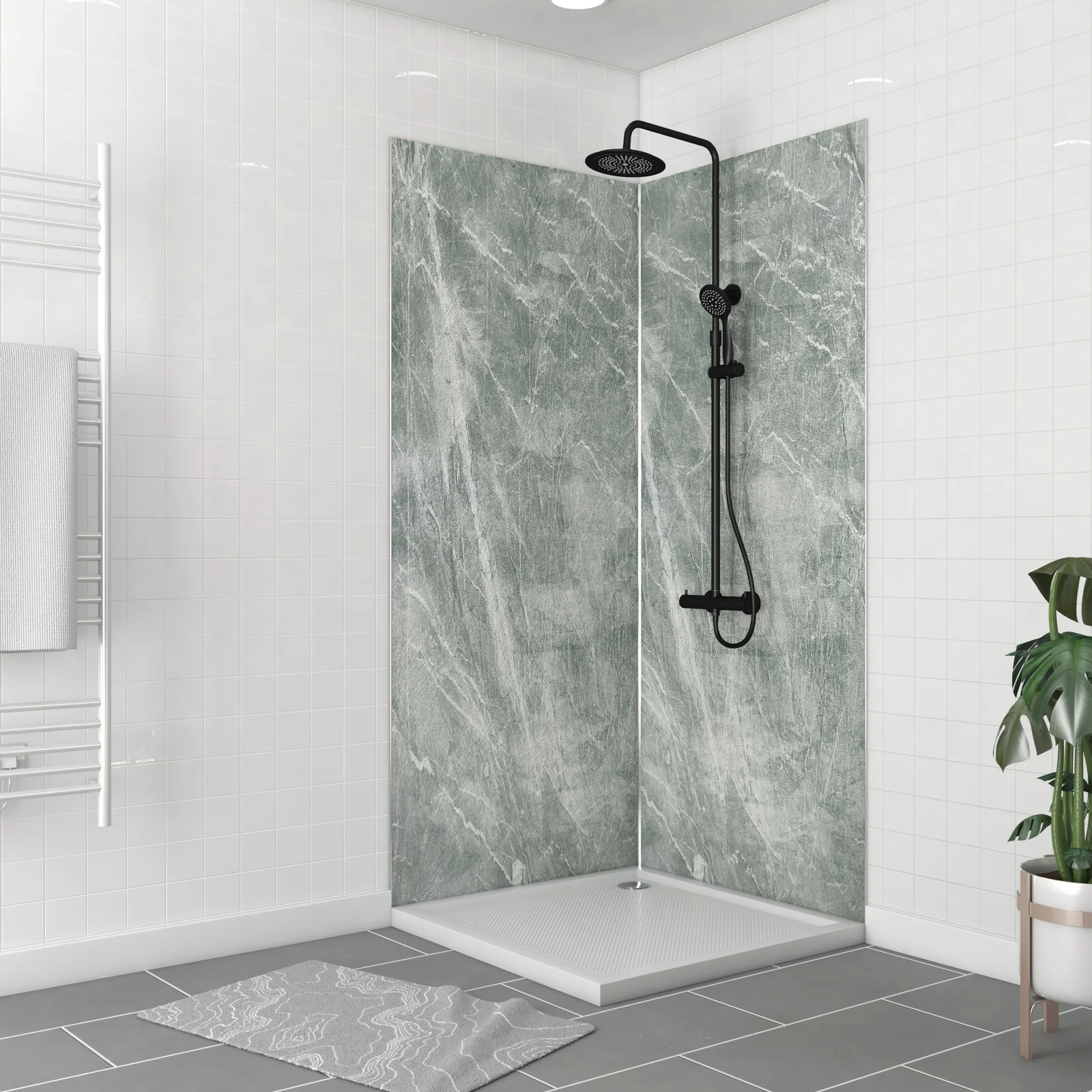 Pack 2 Panneaux muraux Artic Green 90x210cm + Profiles finition et angle chrome - ICE GREEN 90 Pack 2 Panneaux muraux Artic Green 90x210cm + Profiles finition et angle chrome - ICE GREEN 90