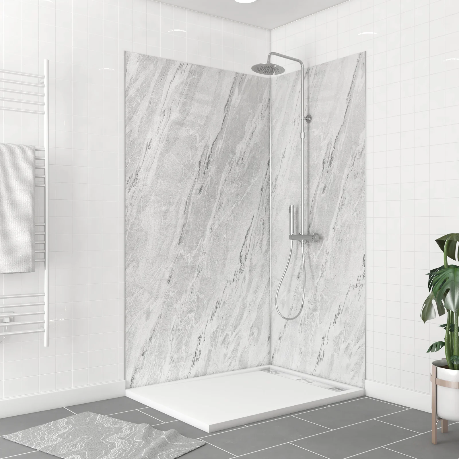 Pack 2 Panneaux muraux Ice Lunar 120+90x210cm + Profiles finition et angle chrome - ICE LUNAR 120 Pack 2 Panneaux muraux Ice Lunar 120+90x210cm + Profiles finition et angle chrome - ICE LUNAR 120