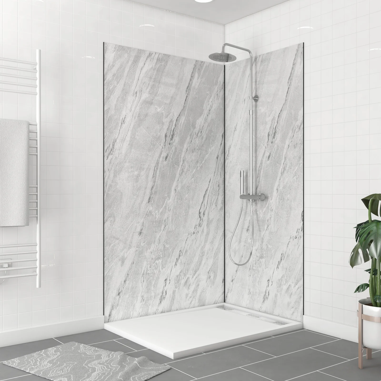 Pack 2 Panneaux muraux Ice Lunar 120+90x210cm + Profiles finition et angle noir - ICE LUNAR 120 Pack 2 Panneaux muraux Ice Lunar 120+90x210cm + Profiles finition et angle noir - ICE LUNAR 120