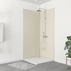 Pack 2 Panneaux muraux Ivoire 90x210cm + Profiles finition et angle chrome - WALL'IT