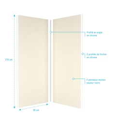 Pack 2 Panneaux muraux Ivoire 90x210cm + Profiles finition et angle chrome - WALL'IT
