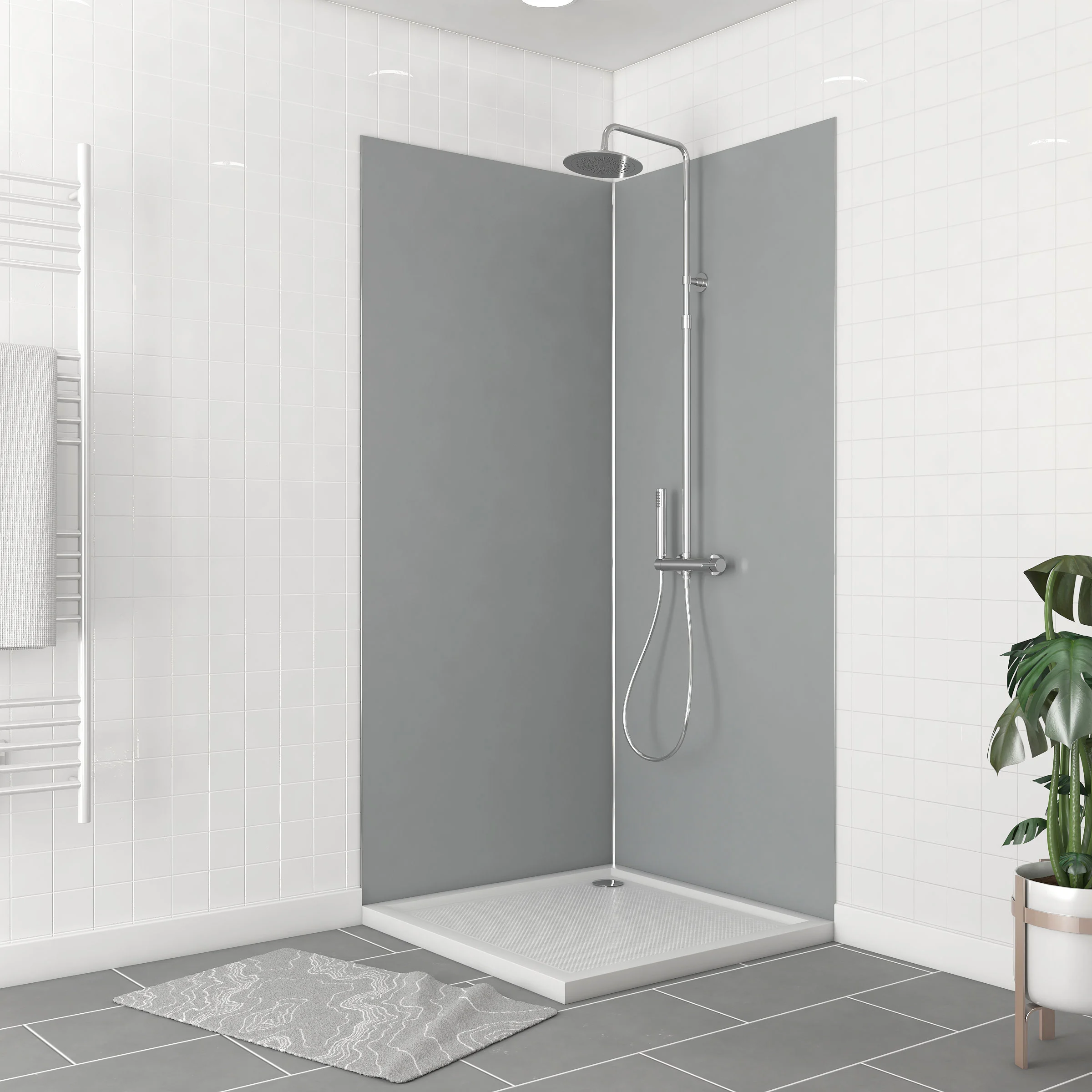 Pack 2 Panneaux muraux Silver 90x210cm + Profiles finition et angle chrome - WALL'IT