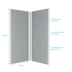 Pack 2 Panneaux muraux Silvere 90x210cm + Profiles finition et angle noir - WALL'IT
