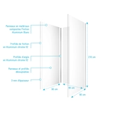 Pack 3 Panneaux Muraux en Aluminium Blanc de 90x210 cm avec Profilés de Finitions et d'Angles Chrome