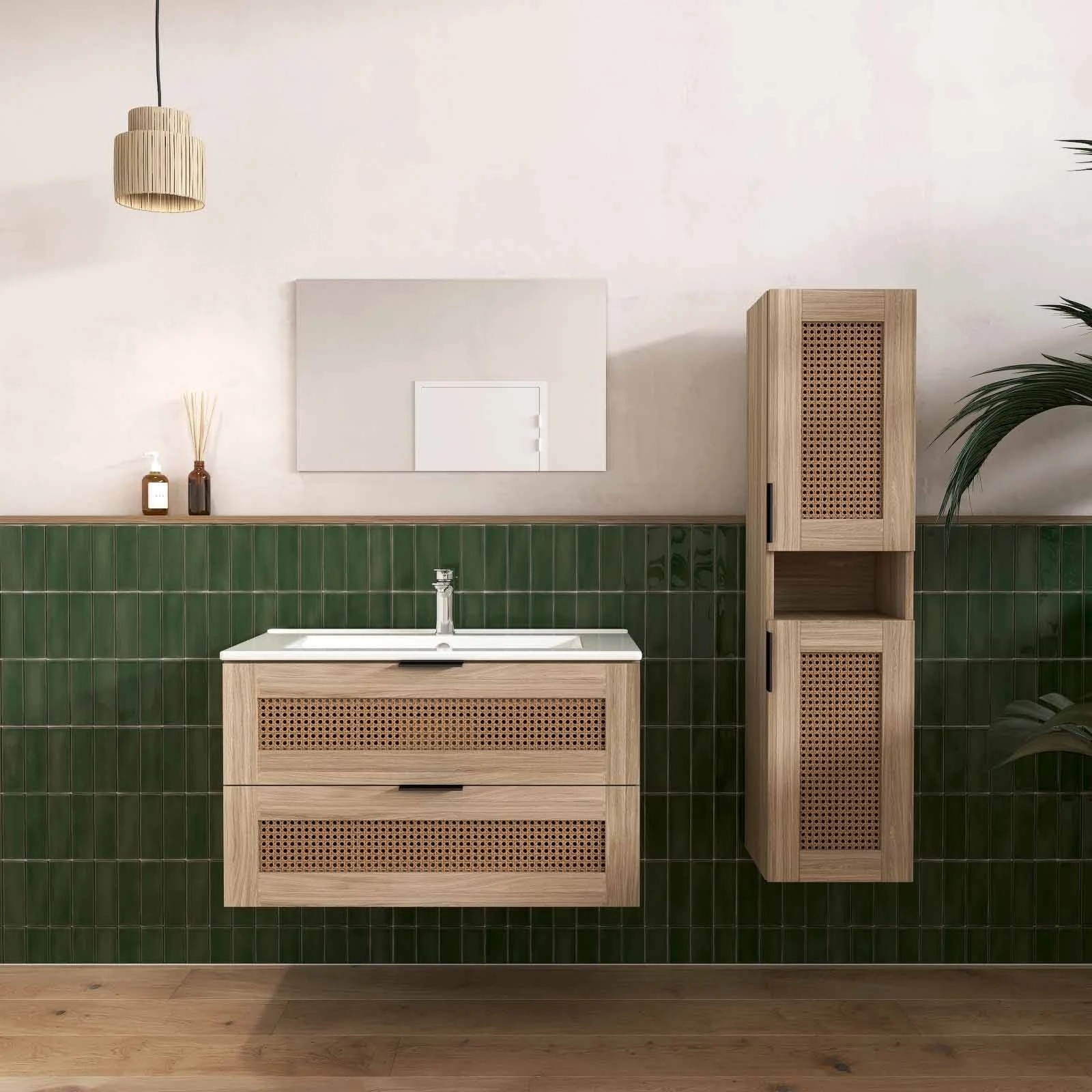PACK AMBROISE 60 + VASQUE CERAMIQUE BLANCHE 60 + MIROIR 51X44 + COLONNE AMBROISE 120 PACK AMBROISE 60 + VASQUE CERAMIQUE BLANCHE 60 + MIROIR 51X44 + COLONNE AMBROISE 120