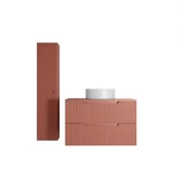 PACK EMILE 80 TERRACOTTA 2 TIROIRS + PLAN DE TRAVAIL TERRACOTTA + VASQUE RONDE BLANCHE MATE �35.5 + COLONNE EMILIEN TERRACOTTA FSC