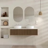 PACK FUJI CAISSON 120 + PLAN 120 BLANC CASSE + 2 VASQUES RONDES DIAM. 36 BLANCHES + 2 MIROIRS COCOON 50x80