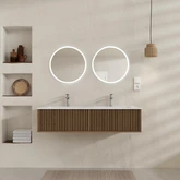 PACK FUJI CAISSON 120 + VASQUE 120 BLANC MAT + 2 MIROIRS START LED CIRCLE 50