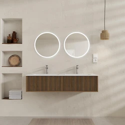 PACK FUJI CAISSON 120 + VASQUE 120 BLANC MAT + 2 MIROIRS START LED CIRCLE 50