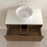 PACK FUJI CAISSON 60 + PLAN 60 BLANC CASSE + VASQUE RONDE DIAM. 36 BLANCHE + MIROIR COCOON 50x80