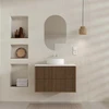 PACK FUJI CAISSON 60 + PLAN 60 BLANC CASSE + VASQUE RONDE DIAM. 36 BLANCHE + MIROIR COCOON 50x80
