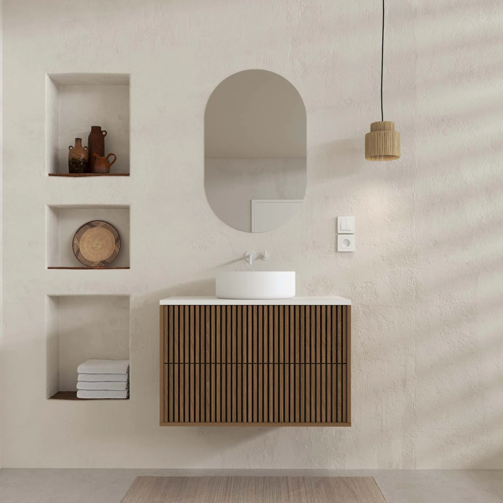 PACK FUJI CAISSON 60 + PLAN 60 BLANC CASSE + VASQUE RONDE DIAM. 36 BLANCHE + MIROIR COCOON 50x80 PACK FUJI CAISSON 60 + PLAN 60 BLANC CASSE + VASQUE RONDE DIAM. 36 BLANCHE + MIROIR COCOON 50x80