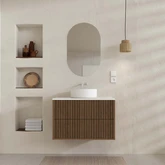 PACK FUJI CAISSON 60 + PLAN 60 BLANC CASSE + VASQUE RONDE DIAM. 36 BLANCHE + MIROIR COCOON 50x80