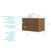 PACK FUJI CAISSON 60 + PLAN DE TOILETTE 60 BLANC CASSE + VASQUE A POSER RONDE 36cm BLANC MAT