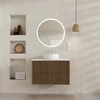 PACK FUJI CAISSON 80 + PLAN 80 BLANC CASSE + VASQUE RONDE DIAM. 36 BLANCHE + MIROIR START LED CIRCLE 70