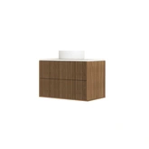 PACK FUJI CAISSON 80 + PLAN DE TOILETTE 80 BLANC CASSE + VASQUE A POSER RONDE 36cm BLANC MAT