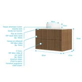 PACK FUJI CAISSON 80 + PLAN DE TOILETTE 80 BLANC CASSE + VASQUE A POSER RONDE 36cm BLANC MAT