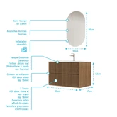 PACK FUJI CAISSON 80 + VASQUE 80 BLANC MAT + MIROIR COCOON 50x80