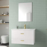 PACK LIFT BLANC POIGNEES GOLD + VASQUE CERAMIQUE 80 + MIROIR 77x55