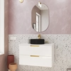 PACK LOFTY GOLD 80 BLANC / VASQUE RONDE NOIRE DIAMETRE 36 / MIROIR COCOON OVAL50x80 / APPLIQUE LED GOLD