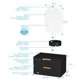 PACK LOFTY GOLD 80 NOIR / VASQUE RONDE NOIRE DIAMETRE 36 / MIROIR COCOON OVAL50x80 / APPLIQUE LED GOLD