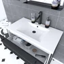 Pack meuble de salle de bain 80x50 Blanc - 2 tiroirs  + vasque resine blanche + miroir noir mat