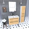 Pack meuble de salle de bain 80x50 cm - 2 tiroirs - vasque blanche + miroir noir mat + colonne